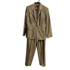 I.N.C. Petite Tan Satin Shiny Two Piece Suit Blazer Pants Set